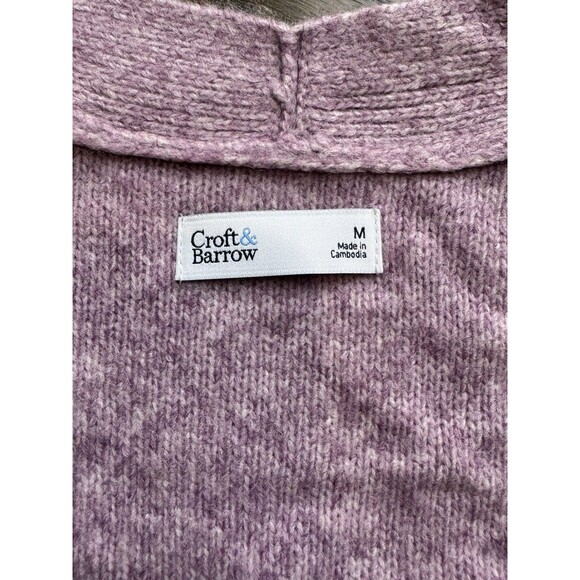Croft &Barrow Cardigan Women’s Size M Purple Open Front Long Sleeve Knit Sweater - Picture 8 of 8